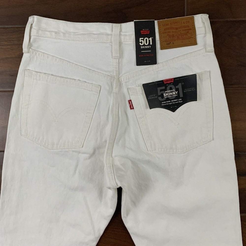 Levi's Size 25 White 501 High Rise‎ Skinny Denim Jeans - Picture 8 of 9